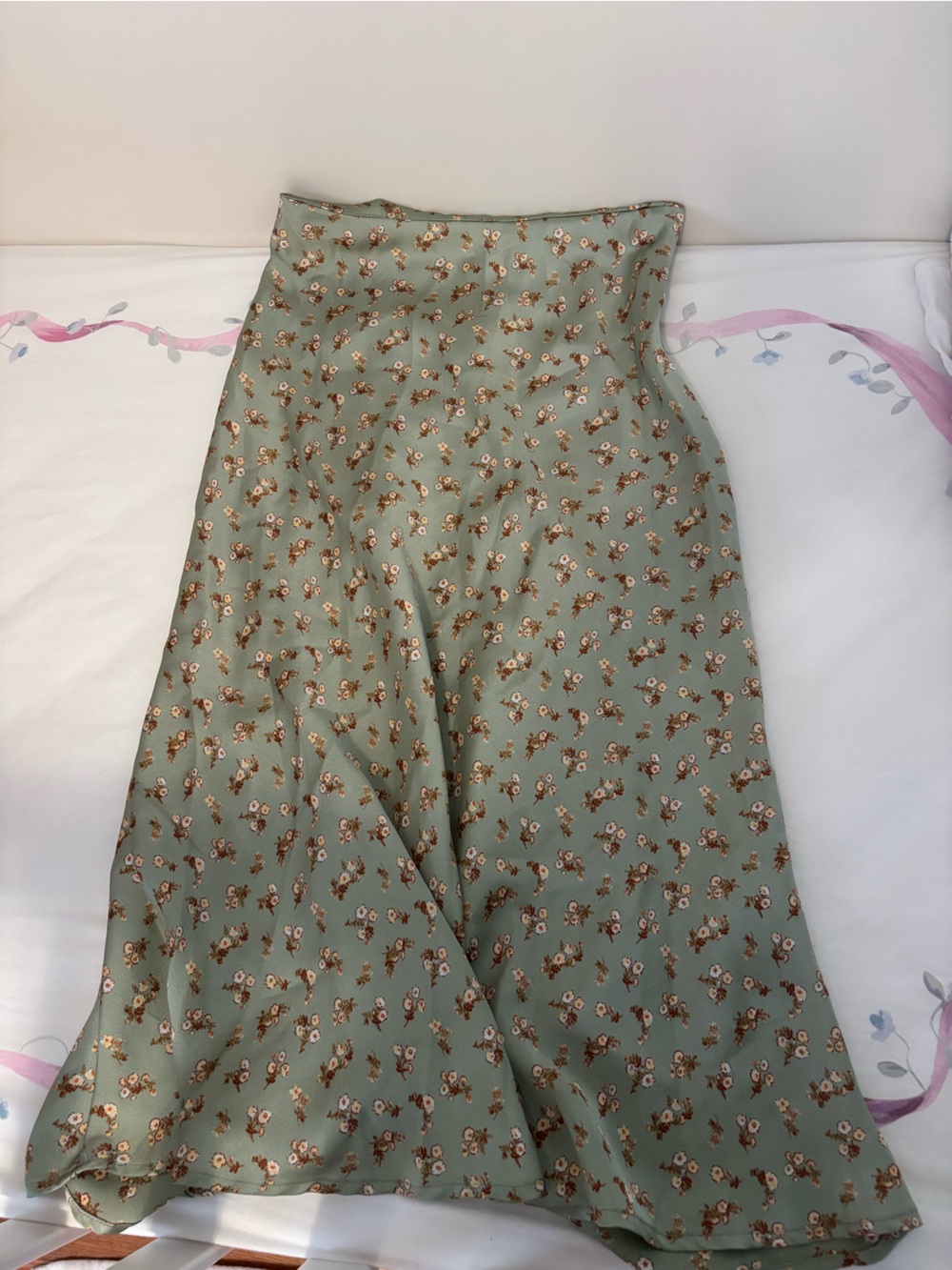 Altar’d State Floral Sage Green Midi Skirt